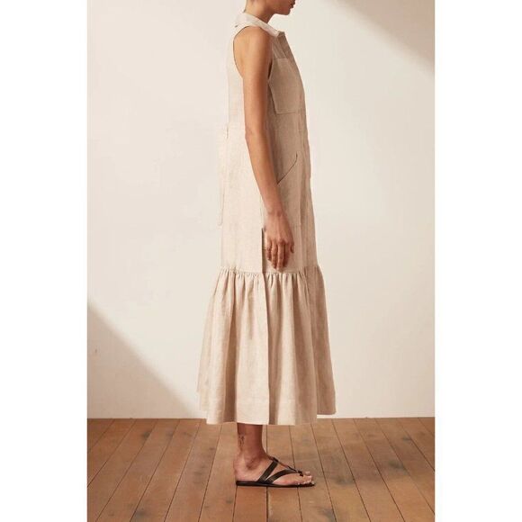 NWT SHONA JOY Sz US 2 AUS 6 LUNA SLEEVELESS MIDI DRESS IN NATURAL - Picture 4 of 4
